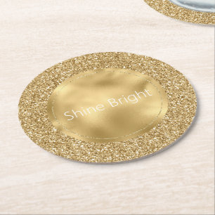 Porta-copo De Papel Redondo Glam Dourado Glitzy Glitzy