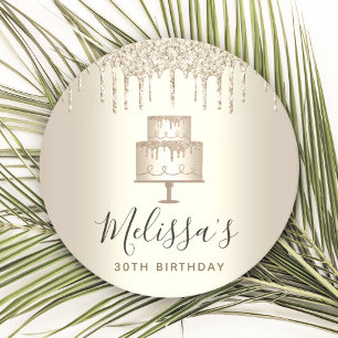 Porta-copo De Papel Redondo Glitter de bolo de ouro de festa goteja gola fina 