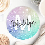 Porta-copo De Papel Redondo Glitter Pastel Bokeh Background Glam Elegante<br><div class="desc">Personalize facilmente este elegante padrão colorido de brilho com seu nome personalizado e/ou monograma.</div>