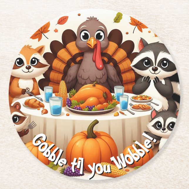 Porta-copo De Papel Redondo Gobble até nós Wobble (Frente)