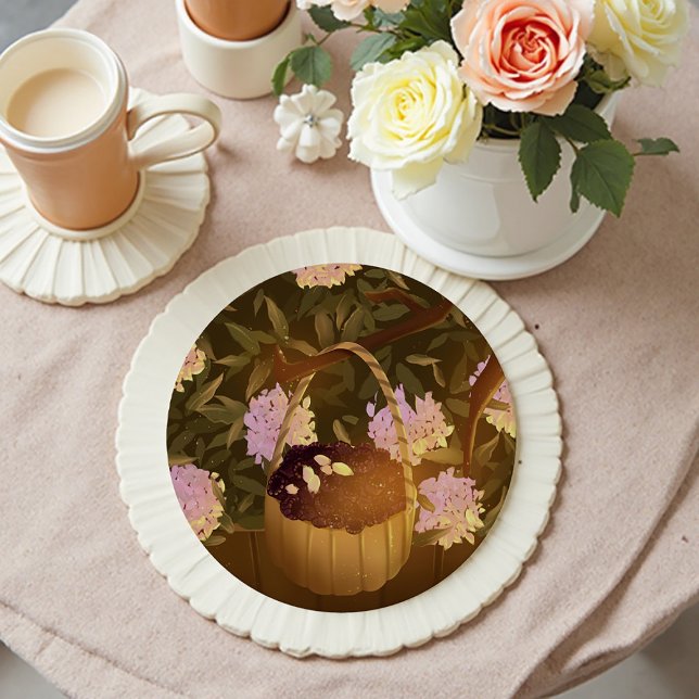 Porta-copo De Papel Redondo Golden Hour Blackberry Basket (Criador carregado)