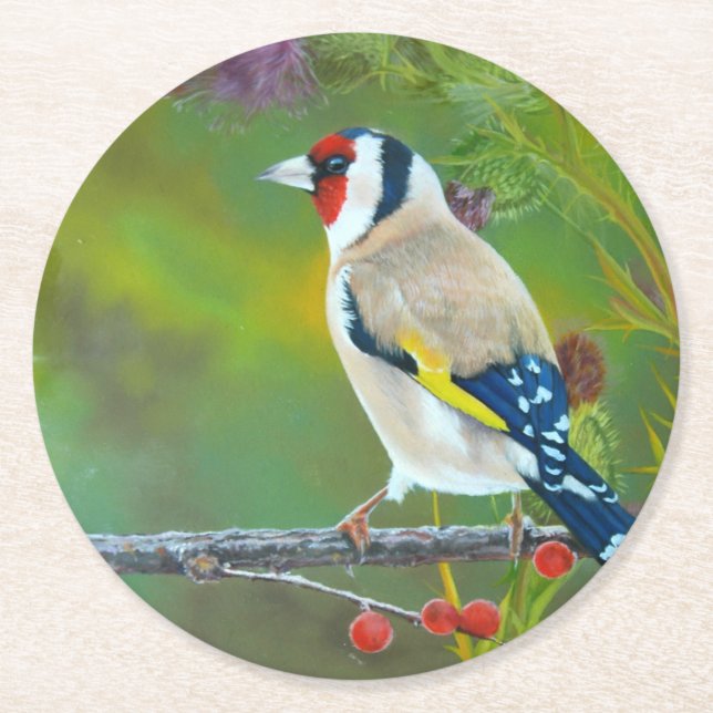 Porta-copo De Papel Redondo Goldern Finch Coaster (Frente)