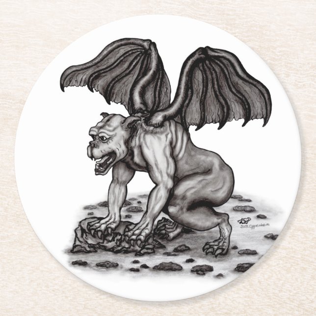 Porta-copo De Papel Redondo Golem Gargoyle (Frente)
