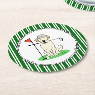 Porta-copo De Papel Redondo Golf Golfing Yellow Lab Labrador Retriever Cachorr