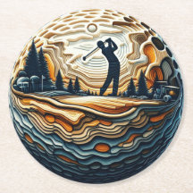 Golfista Abstrato em Bola de Golfe Arte Circular d