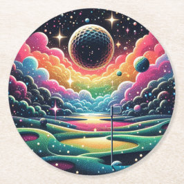 Porta-copo De Papel Redondo Golfista abstrato em Golfe Circular Golfe