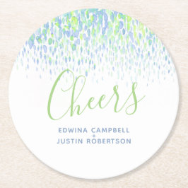 Porta-copo De Papel Redondo Gostei de respingos de aquarela de arte moderna az