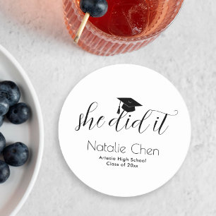 Porta-copo De Papel Redondo Graduação de Fontes Elegantes Brancas Modernas