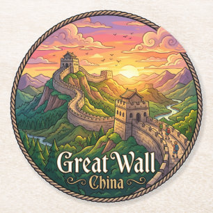 Porta-copo De Papel Redondo Grande Muralha da China