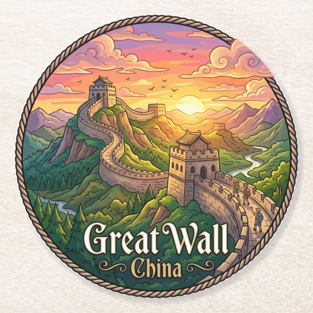 Porta-copo De Papel Redondo Grande Muralha da China (Frente)