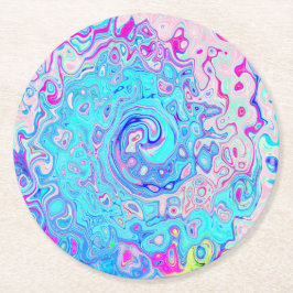 Porta-copo De Papel Redondo Groovy Abstrato Retro Robin Ovo Blue Swirl