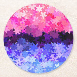 Porta-copo De Papel Redondo Groovy Boho Excêntrico Retro Floral Orgulho Omniss