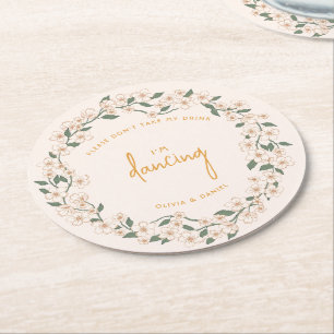 Porta-copo De Papel Redondo Groovy Mostard Floral Wedding