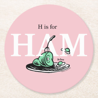 Porta-copo De Papel Redondo "H é para HAM" | Design de Alfabeto
