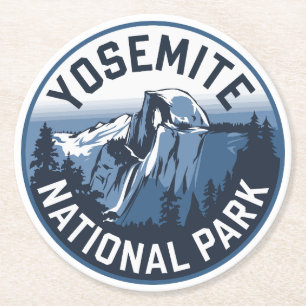 Porta-copo De Papel Redondo Half Dome Yosemite Round Emblem