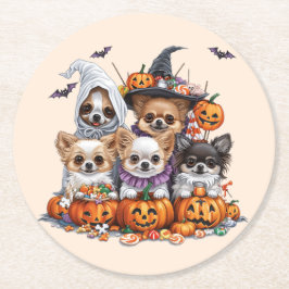 Porta-copo De Papel Redondo Halloween Chihuahua Dogs