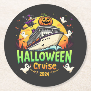 Porta-copo De Papel Redondo Halloween Cruise 2024 Trip Familly Cruising Spooky