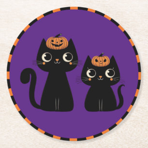 Porta-copo De Papel Redondo Halloween/outono/Outono/Abóbora/gato