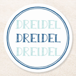 Porta-copo De Papel Redondo Hanukkah Dreidel Modern