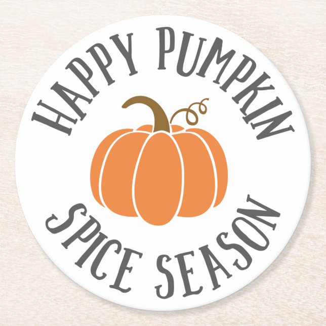 Porta-copo De Papel Redondo Happy Pumpkin Spice Season (Frente)