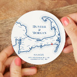 Porta-copo De Papel Redondo Harwich Port MÃE Wychmere Beach Club Wedding<br><div class="desc">Felicidades para o excelente de tempo em Cape Cod na sua celebração do casamento costeiro com estas portas copos de papel personalizadas do mapa de Cape Cod. Portas copos de papel perfeitamente personalizadas para o seu assar, Festa de noivado, festa de boas-vindas, hora de coquetel ou Recepção de casamento em...</div>