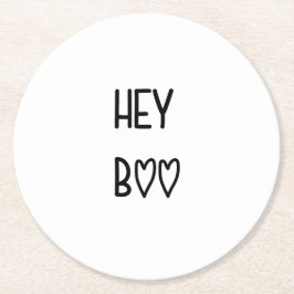 Porta-copo De Papel Redondo Heart Typography Hey Boo