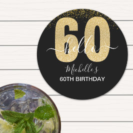 Porta-copo De Papel Redondo Hello 60! - Elegant 60th Birthday Woman