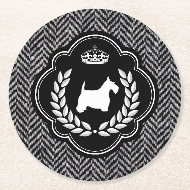Porta-copo De Papel Redondo Herringbone real do Scottie (Frente)