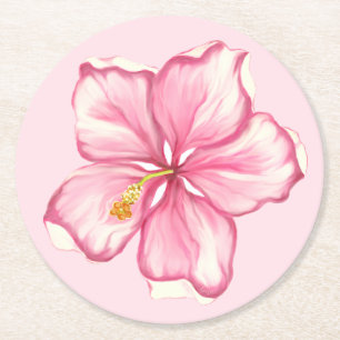 Porta-copo De Papel Redondo Hibiscus & Lace PINK