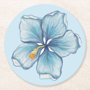 Porta-copo De Papel Redondo Hibiscus & lace TURQUOISE