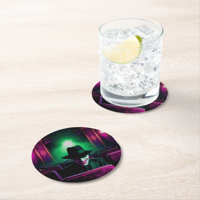 Porta-copo De Papel Redondo Homem Assustador no Teatro! (Insitu)