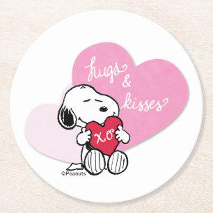 Porta-copo De Papel Redondo Hugs & Kisses de Snoopy
