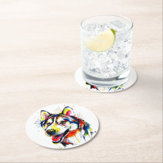 Porta-copo De Papel Redondo Husky Lovers Stone Coaster| Pedra de Apoio do Aman