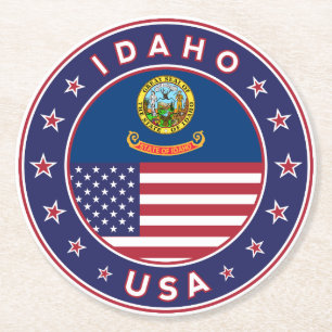 Porta-copo De Papel Redondo Idaho, Idaho USA, Idaho sticker