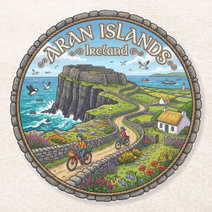 Porta-copo De Papel Redondo Ilhas Aran Irlanda