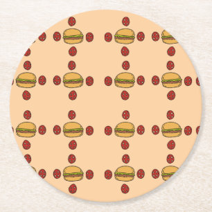 Porta-copo De Papel Redondo Illustration of hamburger patterns