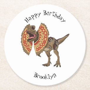 Porta-copo De Papel Redondo Ilustração de desenho animado de Dilophosaurus