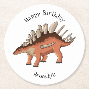 Porta-copo De Papel Redondo Ilustração de desenho animado de Kentrosaurus