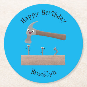 Porta-copo De Papel Redondo Ilustração de desenho animado, engraçada e de mart