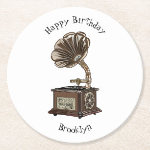 Porta-copo De Papel Redondo Ilustração de desenho animado girável