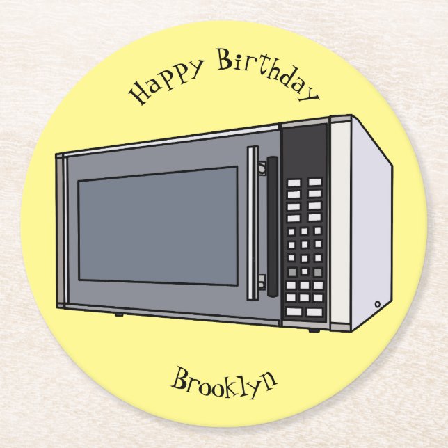 Porta-copo De Papel Redondo Ilustração de desenho em micro-ondas (Frente)