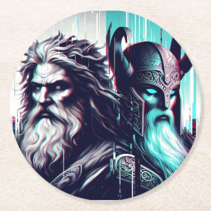 Porta-copo De Papel Redondo image of the gods zeus and odin together