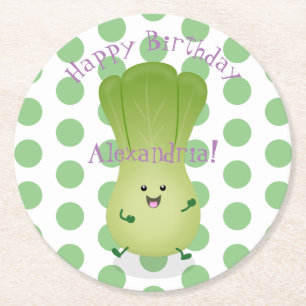 Porta-copo De Papel Redondo Imagem de desenho animado bonito de "baby bok choy