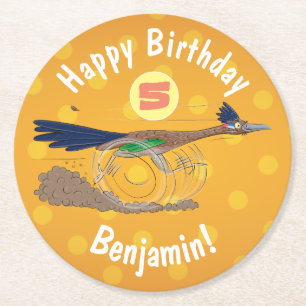 Porta-copo De Papel Redondo Imagem engraçada de desenho animado de pássaros