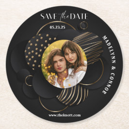 Porta-copo De Papel Redondo Imagem Vertical de Script Suave Salva a Data