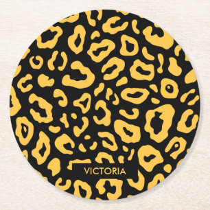 Porta-copo De Papel Redondo Impressão bonito do leopardo