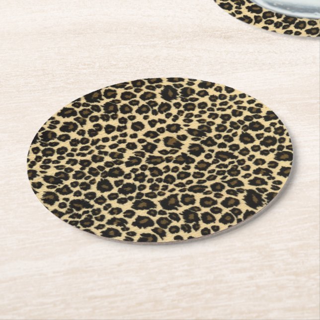 Porta-copo De Papel Redondo Impressão Leopardo (Angulado)