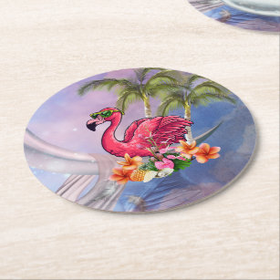 Porta-copo De Papel Redondo Incrível flamingo