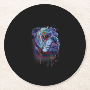 Porta-copo De Papel Redondo Inglês Colorida Bulldog Presente Um Bulldog Ingl