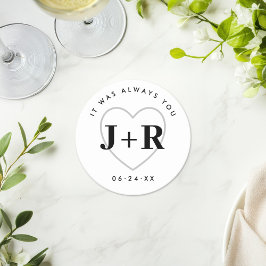 Porta-copo De Papel Redondo Iniciais de Monograma de Casamento Personalizado c